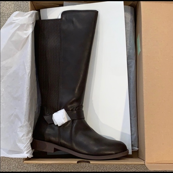 Dark brown Dulce riding basket weave tall boots